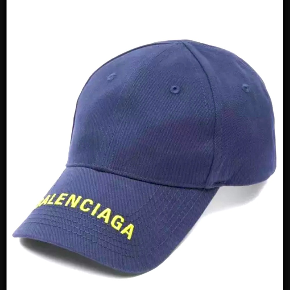 Rare Balenciaga Baseball Cap Navy Neon Green NWT (Only one worldwide)